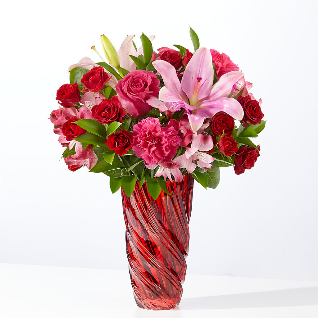 In Love Bouquet with Luxe Swirl Vase – Buds N Bows, North Little Rock AR