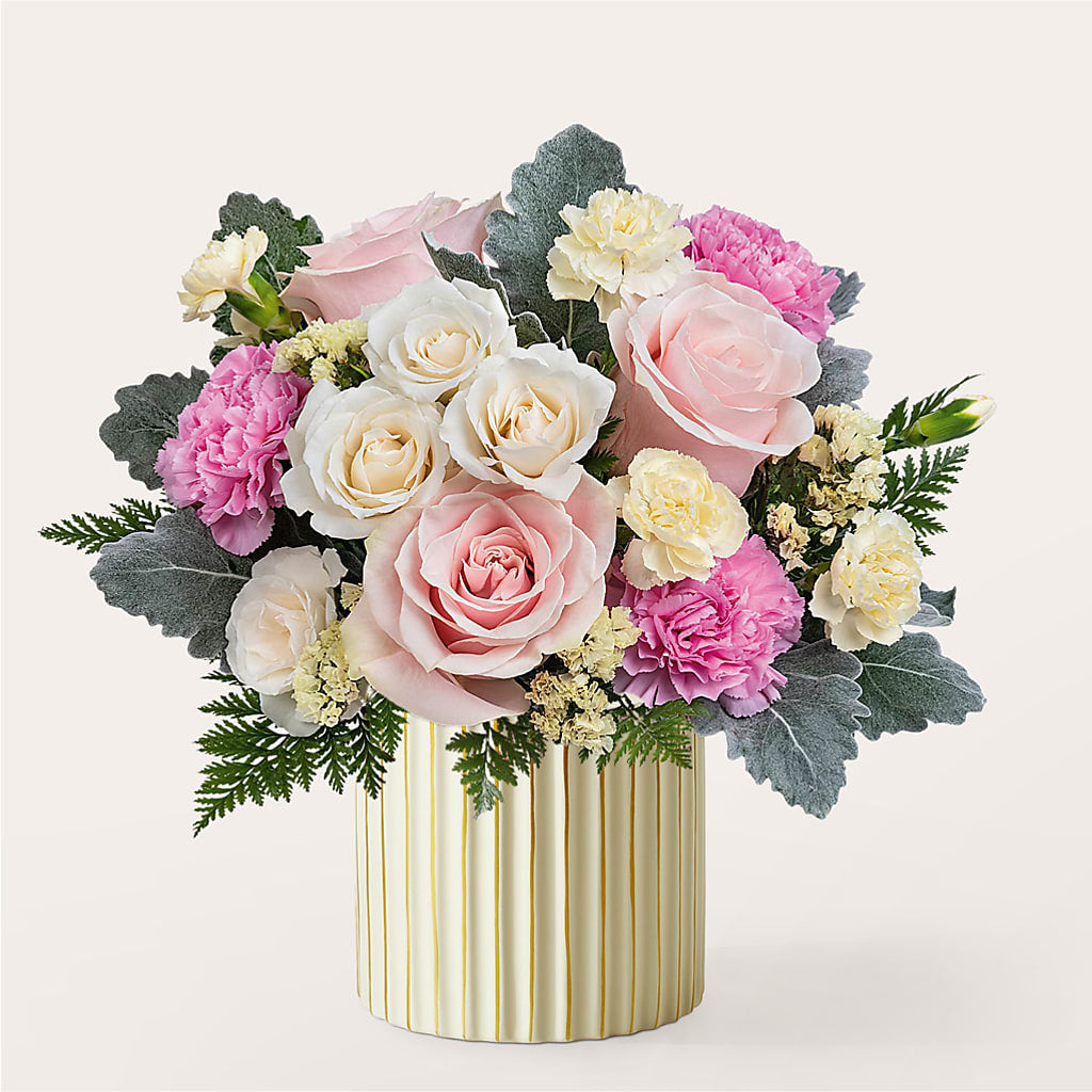 Blissful Moments Bouquet with Ivory Vase – Buds N Bows, North Little Rock AR