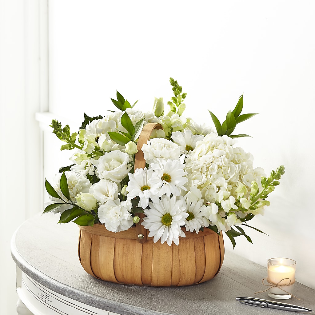 Pure Ivory Basket – Buds N Bows, North Little Rock AR