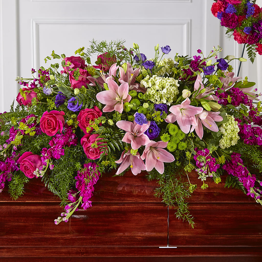 Radiant Tribute Casket Spray – Buds N Bows, North Little Rock AR