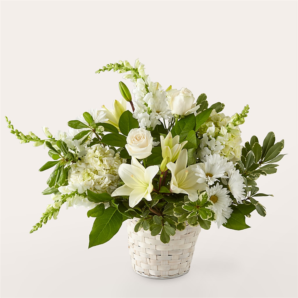 Ivory Elegance Floral Basket – Buds N Bows, North Little Rock AR