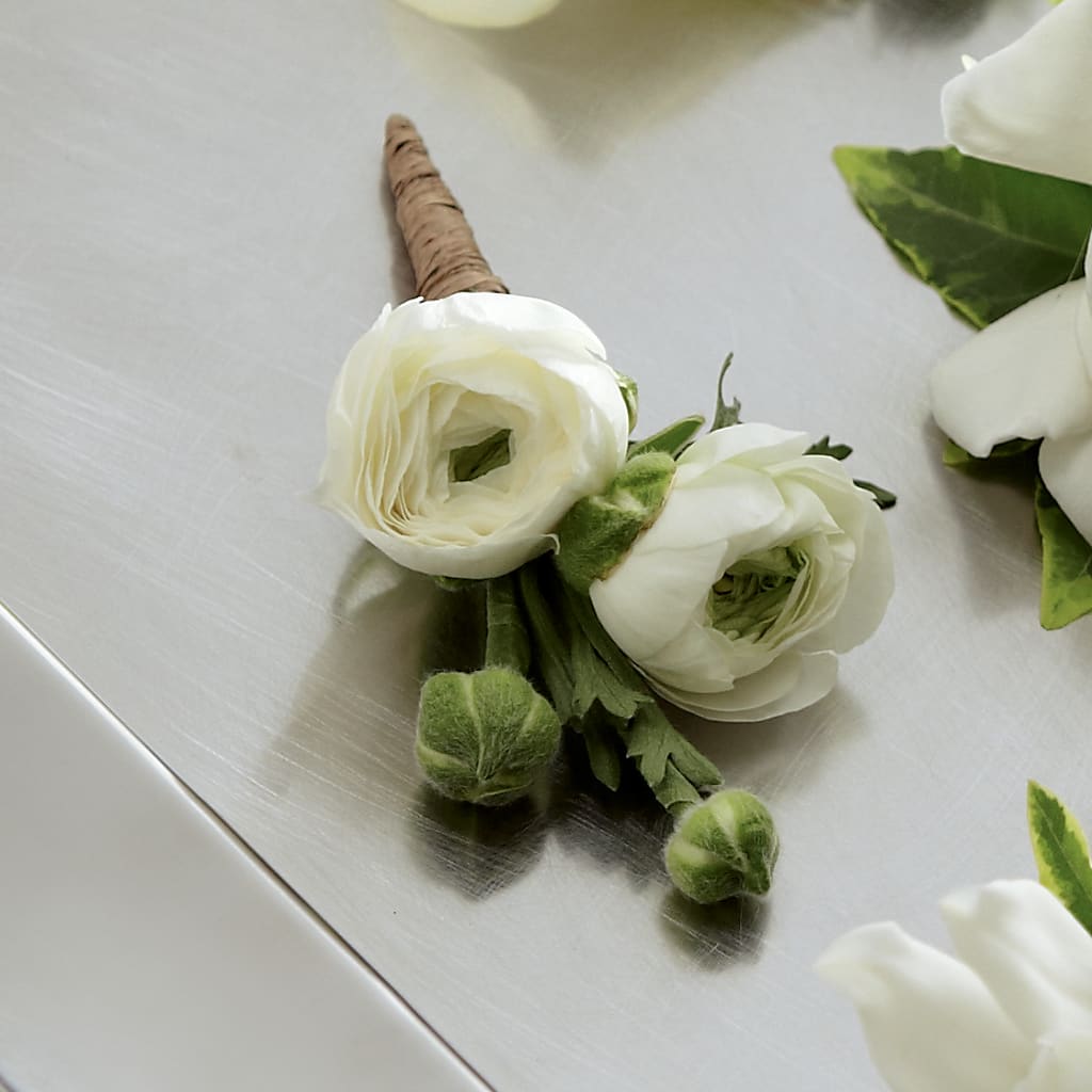 White Ranunculus Boutonniere – Buds N Bows, North Little Rock AR