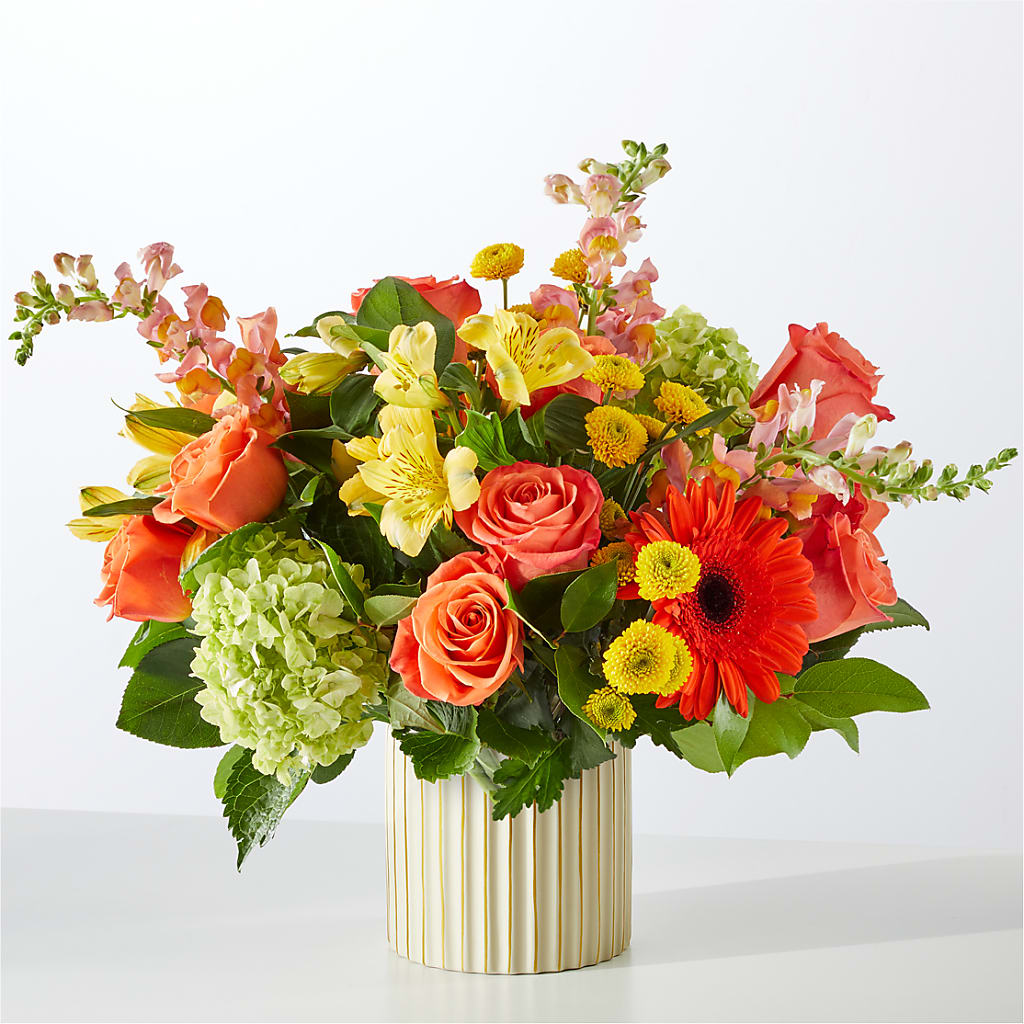 Autumn Sunshine Bouquet with Ivory Vase –  Buds N Bows, North Little Rock AR