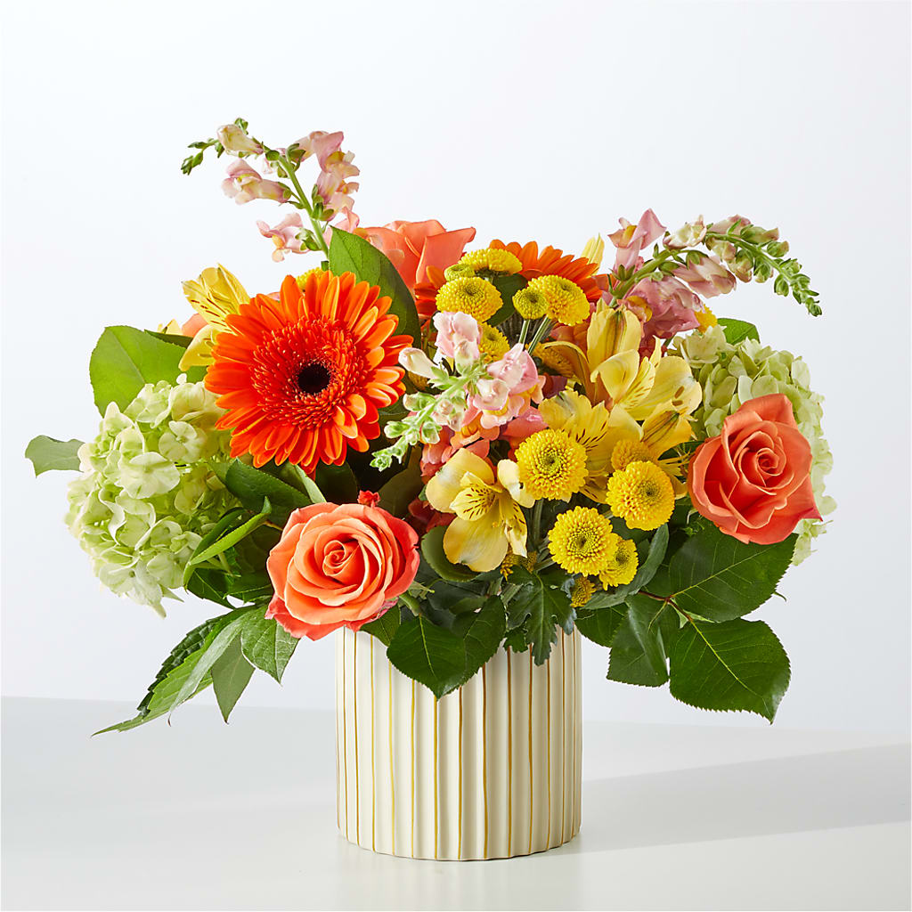 Autumn Sunshine Bouquet with Ivory Vase –  Buds N Bows, North Little Rock AR