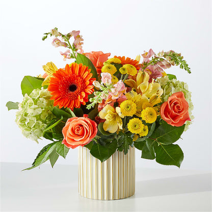 Autumn Sunshine Bouquet with Ivory Vase –  Buds N Bows, North Little Rock AR