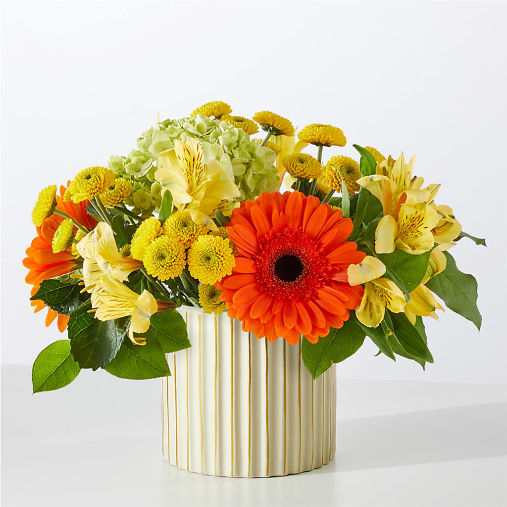 Autumn Sunshine Bouquet with Ivory Vase –  Buds N Bows, North Little Rock AR
