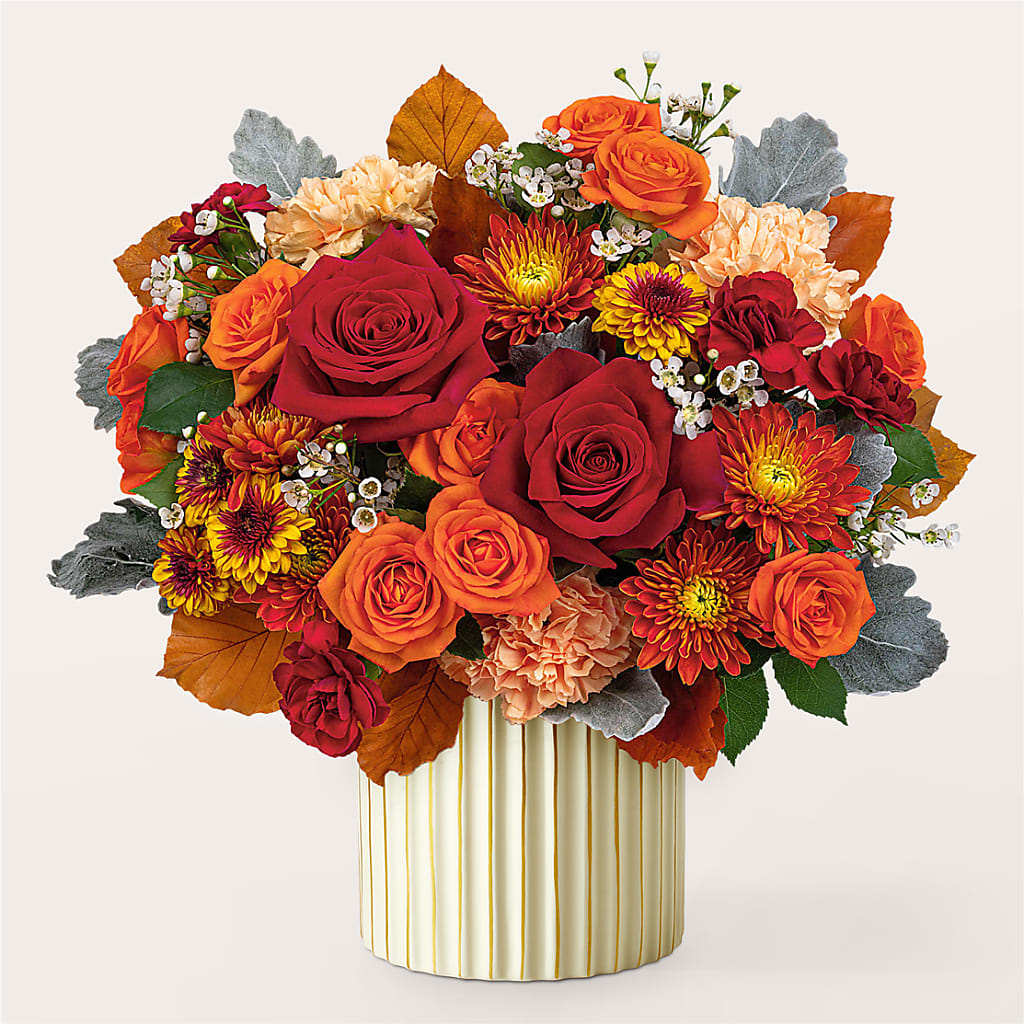 Merlot Bouquet with Ivory Vase –  Buds N Bows, North Little Rock AR