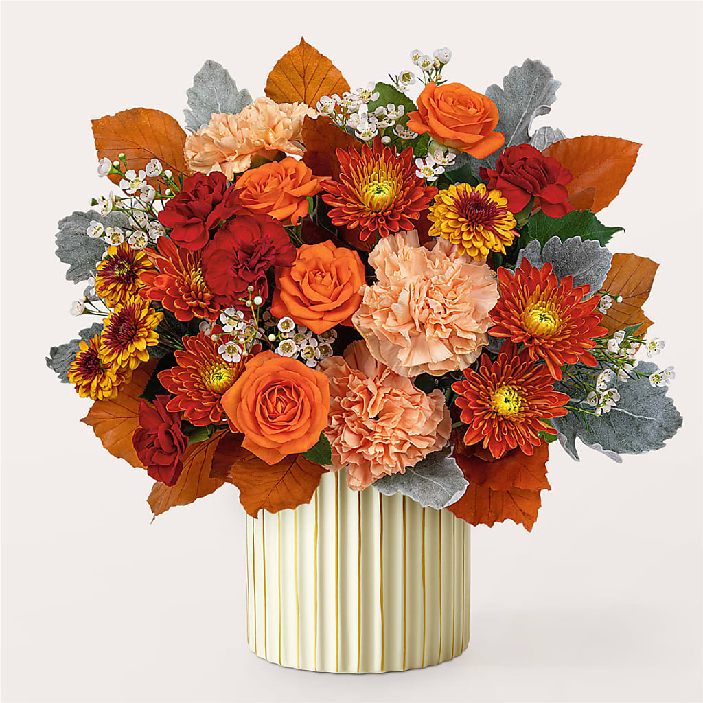 Merlot Bouquet with Ivory Vase –  Buds N Bows, North Little Rock AR