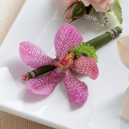 Pink Mokara Boutonniere –  Buds N Bows, North Little Rock AR