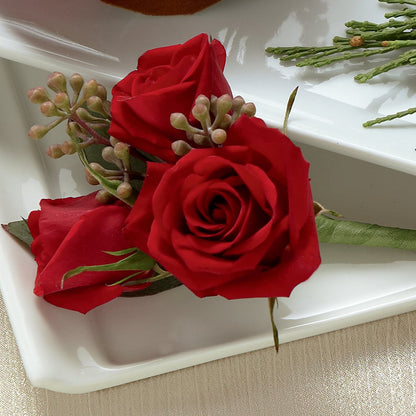 Red Spray Rose Boutonniere –  Buds N Bows, North Little Rock AR